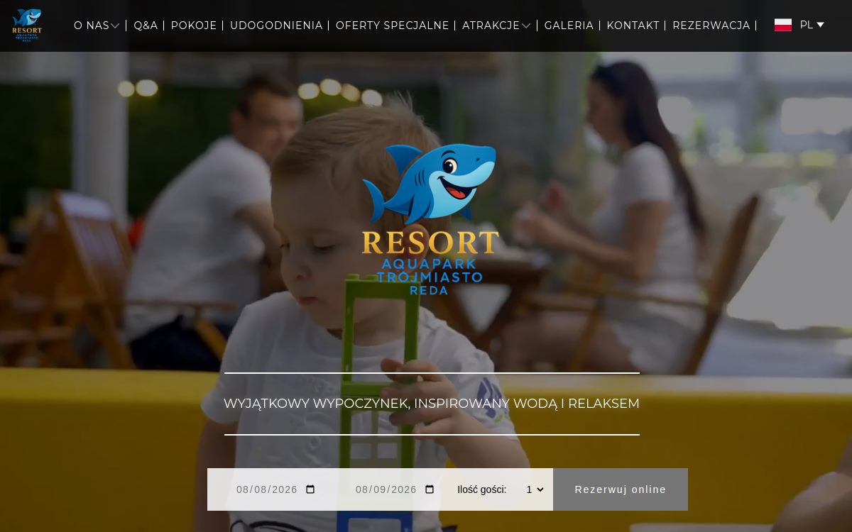 Strona internetowa Resort AquaPark Reda - widok na monitorze i telefonie