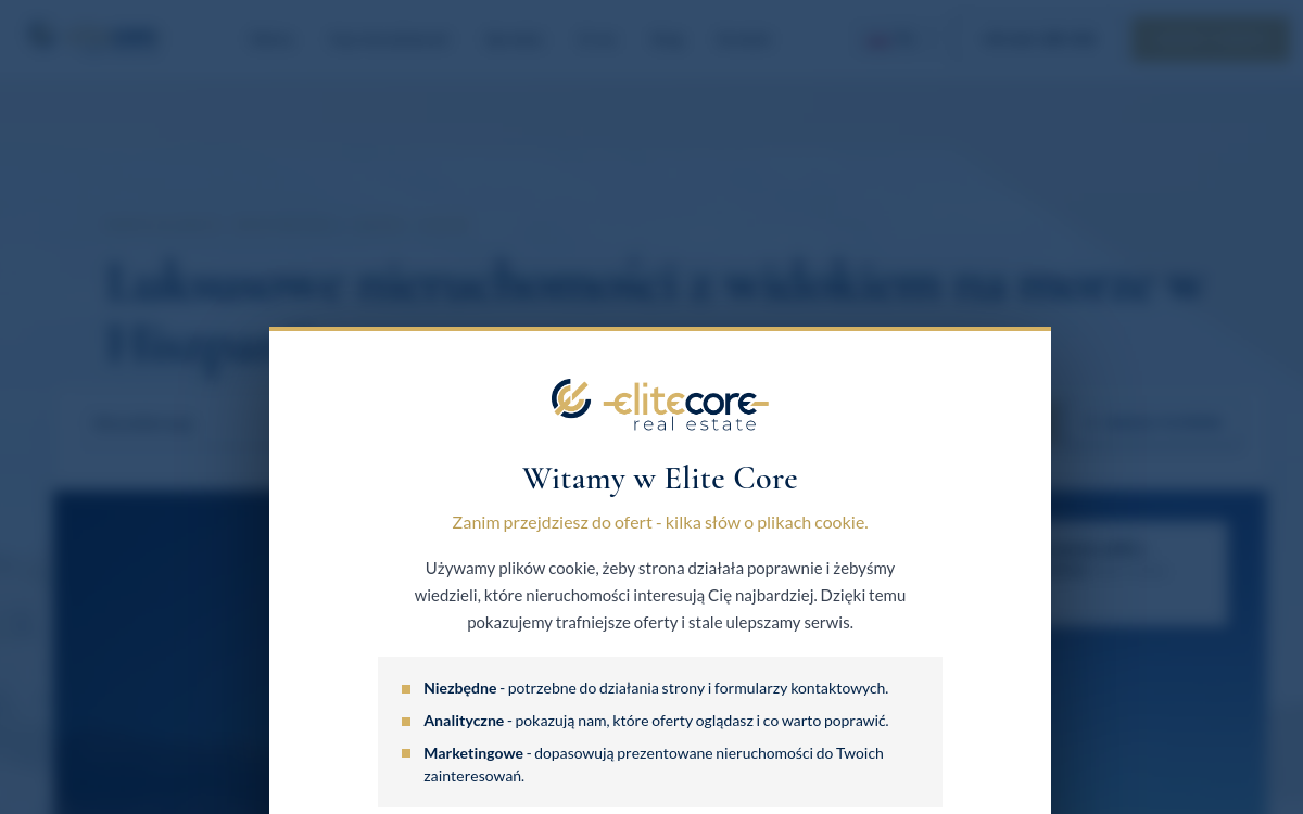 Strona internetowa Elite Core Real Estate - widok na monitorze i telefonie
