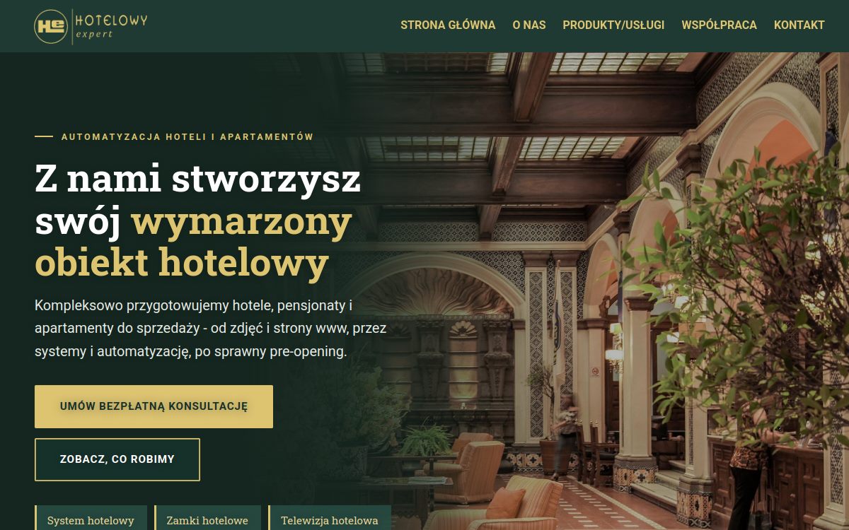 Strona internetowa Hotelowy Expert - widok na monitorze i telefonie