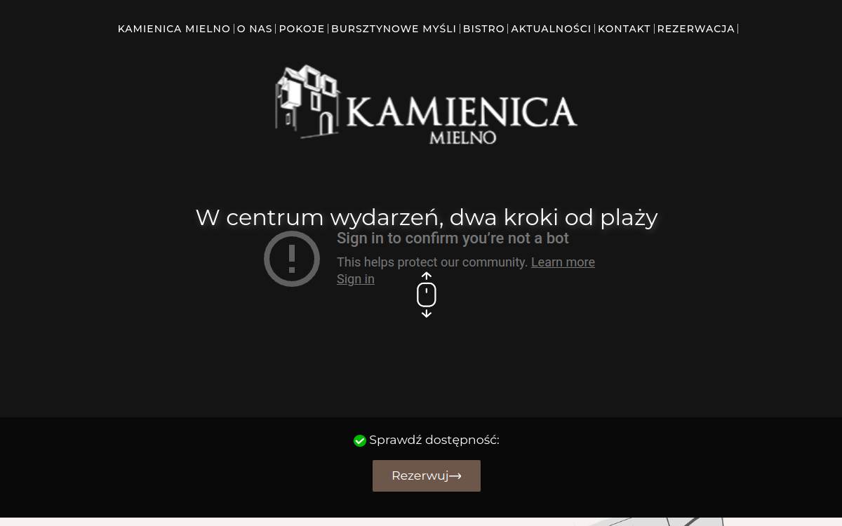 Strona internetowa Kamienica Mielno - widok na monitorze i telefonie