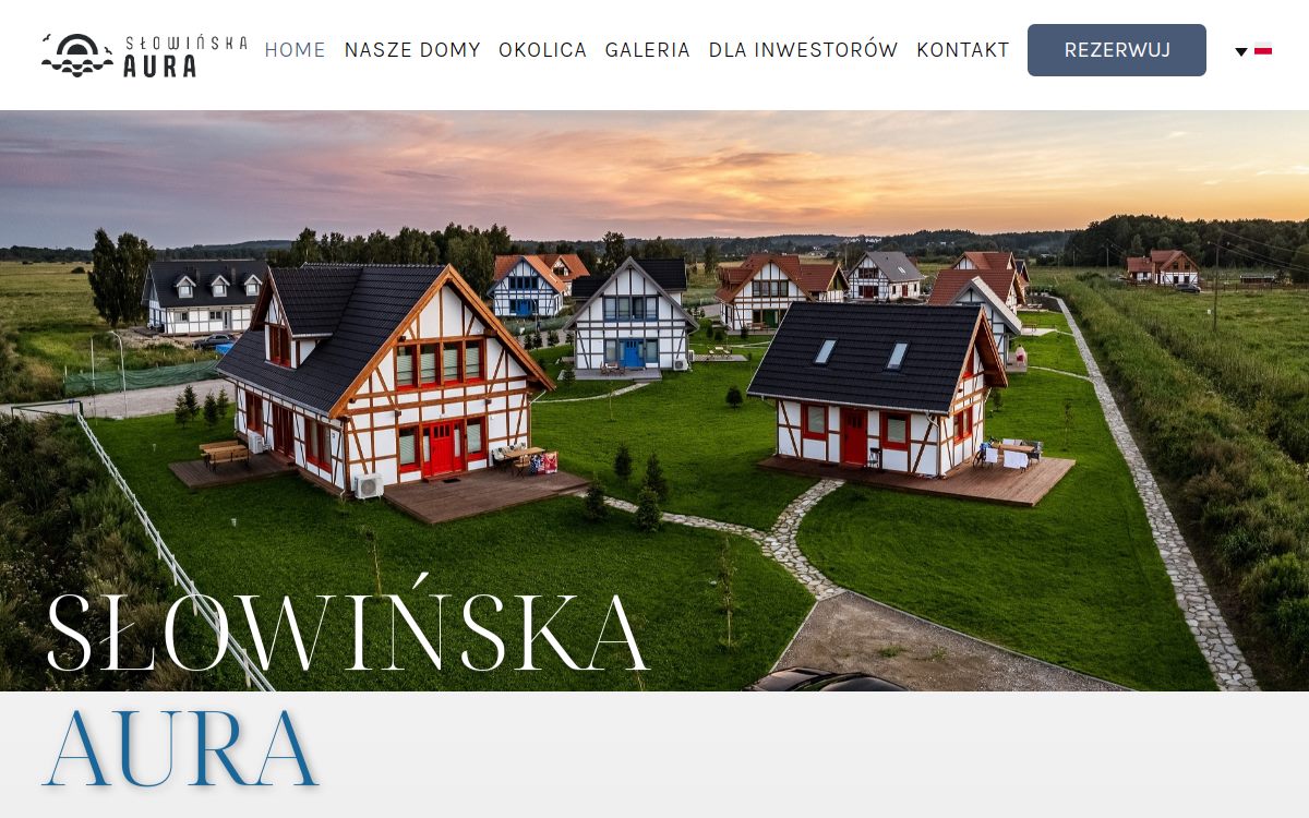 Website we built for Słowińska Aura, shown on a laptop