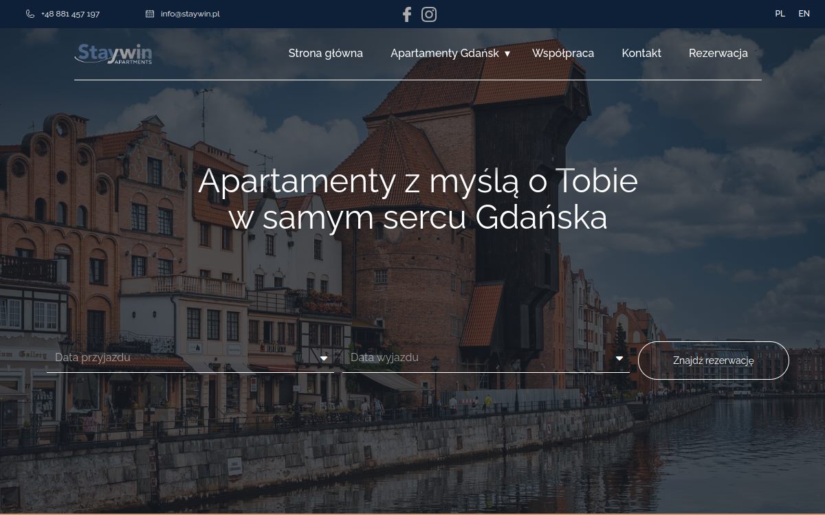 Strona internetowa Staywin - widok na monitorze i telefonie