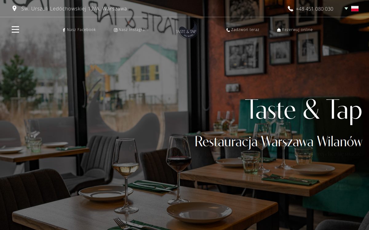 Strona Taste & Tap na monitorze i telefonie
