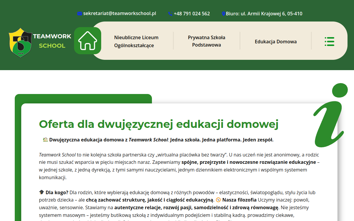 Strona Teamwork School na monitorze i telefonie