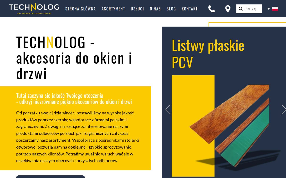 Strona internetowa TECHNOLOG - widok na monitorze i telefonie