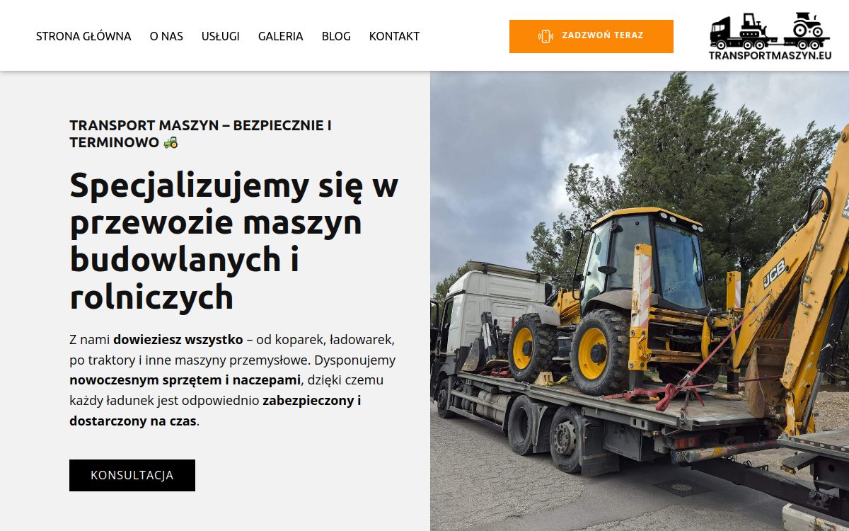 Strona internetowa TransportMaszyn.EU - widok na monitorze i telefonie